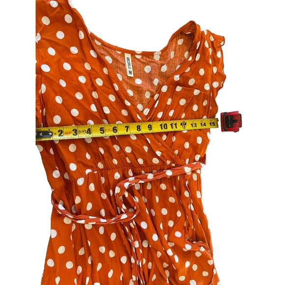 GRECERELLE Polka Dot Wrap High-Low Maxi Dress, Orange, M, Pre-Owned - Picture 6 of 10